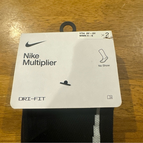 Nike Multipler No Show Socks 2 Pair Black SX7554 010 Small 4-6 New With Tags - Picture 2 of 5